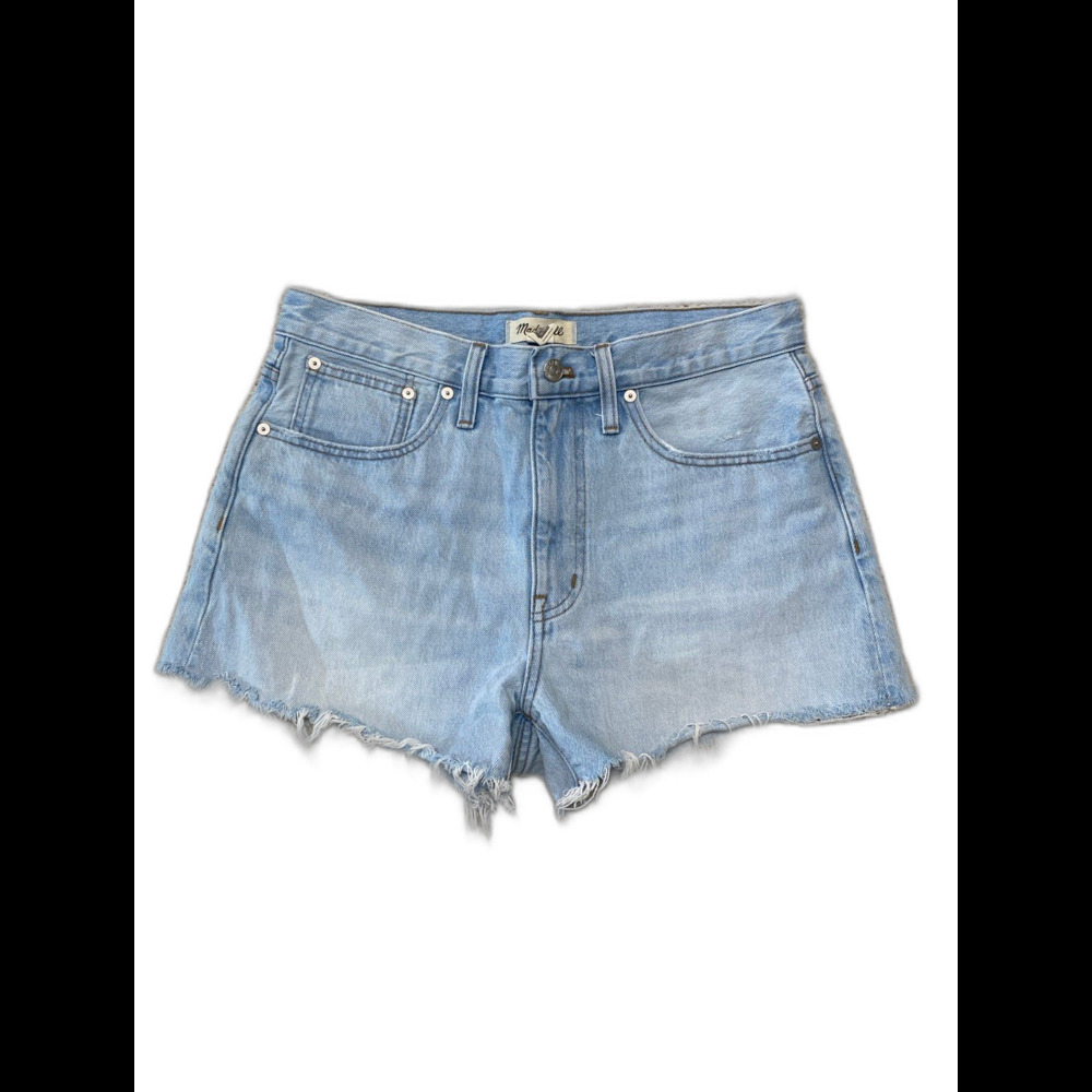 Madewell High-Rise Relaxed Denim Shorts Raw Hem Size 28 Light Wash